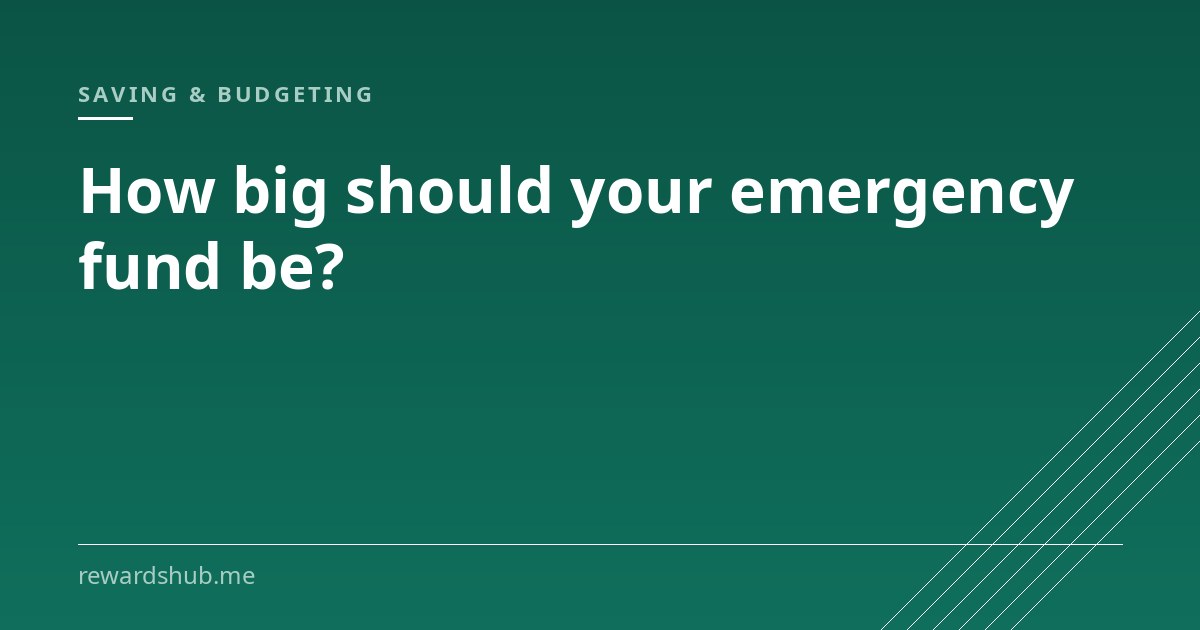 Cover graphic reading 'How big should your emergency fund be?' in the Rewards Hub saving and budgeting section.