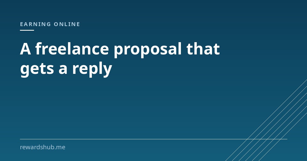 Cover graphic reading 'A freelance proposal that gets a reply' in the Rewards Hub earning online section.