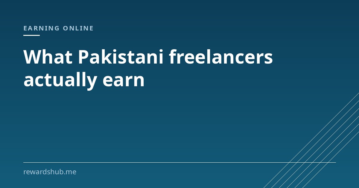 Cover graphic reading 'What Pakistani freelancers actually earn' in the Rewards Hub earning online section.
